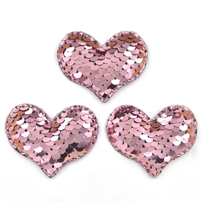 Pink 16 шт., блестки, блестки, мягкие патчи, аппликации в виде сердца для сумок, швейные принадлежности "сделай сам", украшение для волос, бант F33 - Цвет: Pink