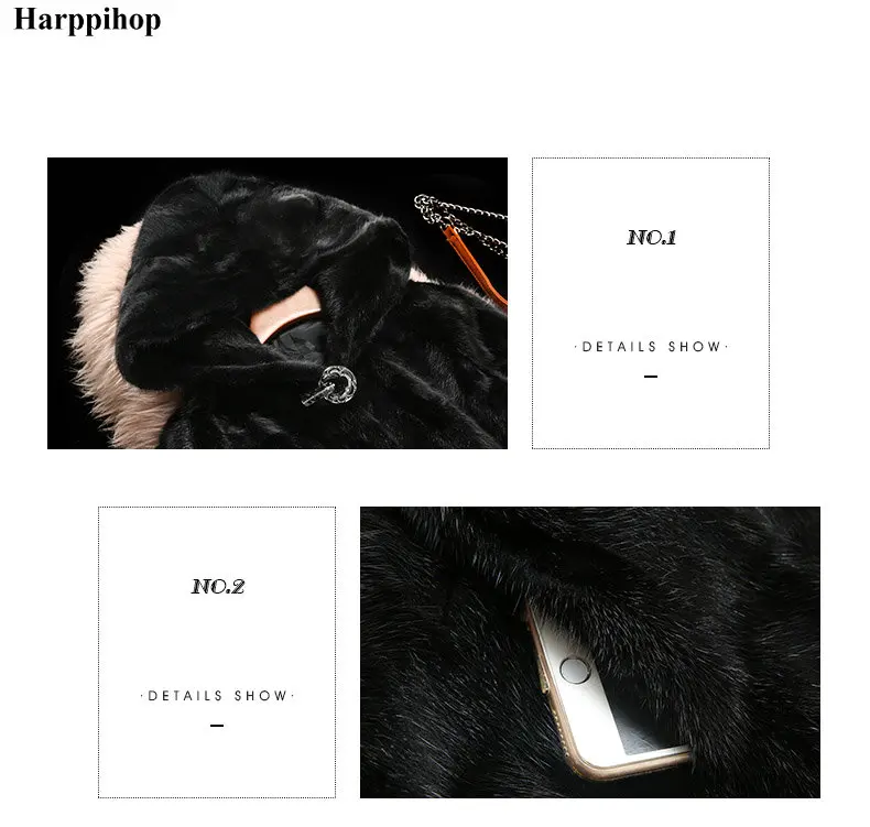 Harppihop* Роскошная натуральная норковая шуба куртка осень зима женская меховая теплая верхняя одежда пальто одежда 3XL