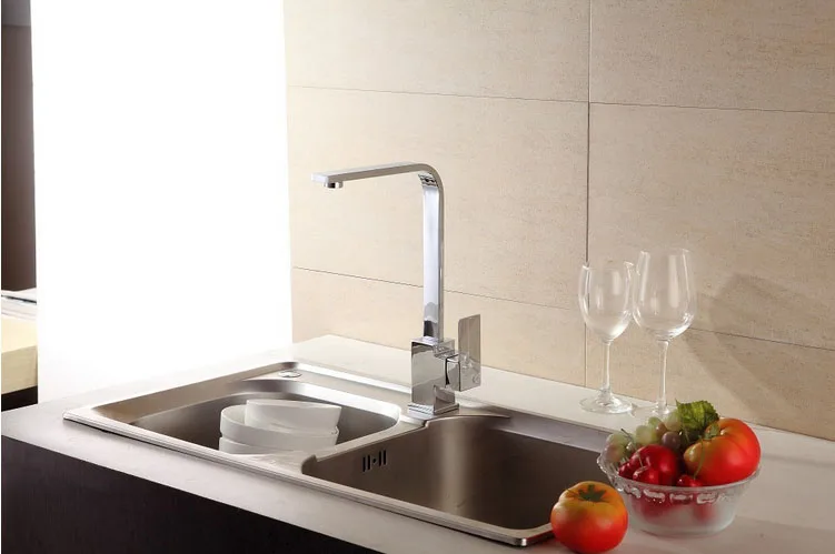 

Dofaso luxury square tube faucets kitchen sink faucet with cold and hot water taps