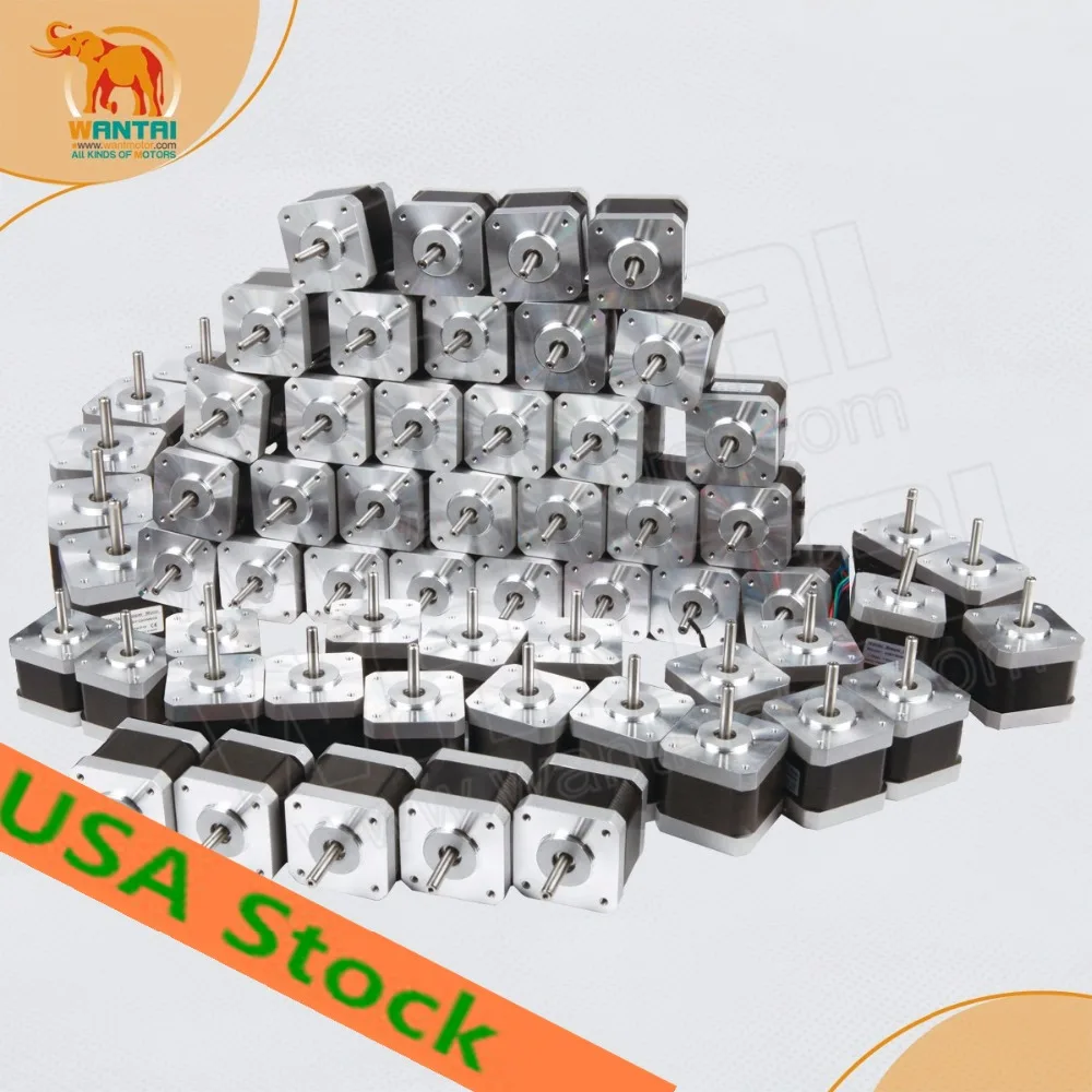 Доставка из США! Wantai 60 шт. Nema 17 шаговый двигатель 42BYGHW811 4800 г. См 48 мм 2.5A 4 свинцовый 2