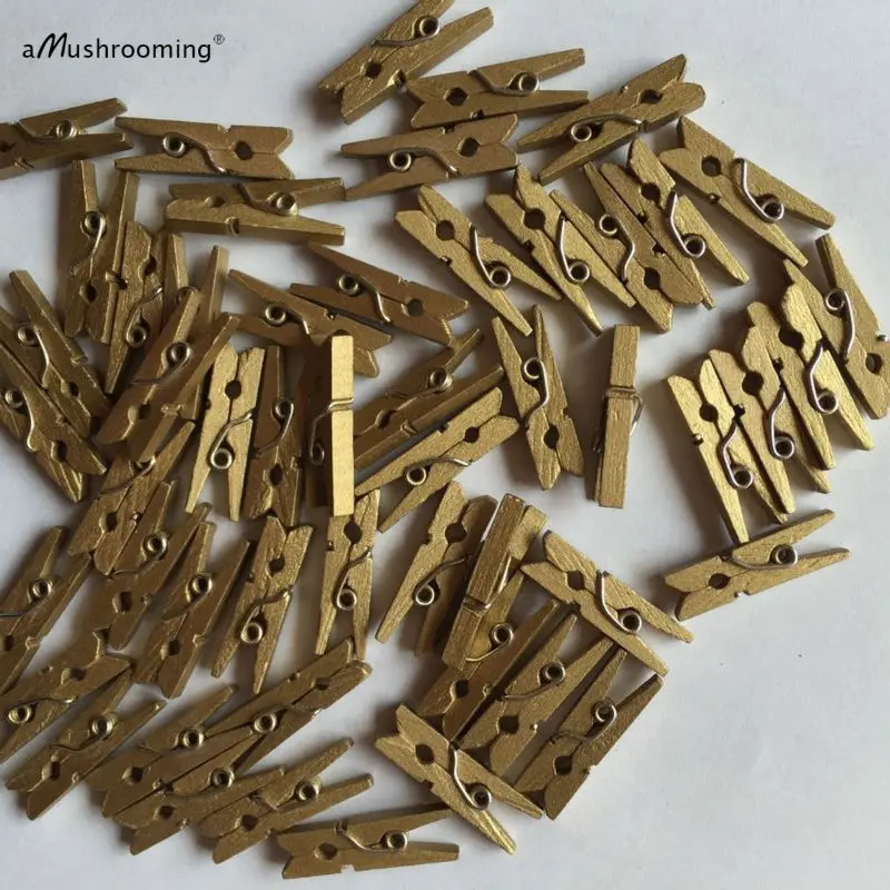 1000 оптовая продажа Детские прищепки для душа золотые Деревянные 1 дюйм