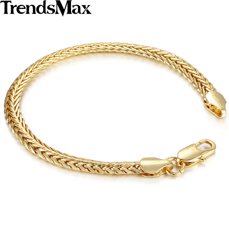 Trendsmax 6 мм Мужской Женский браслет Лисохвост звено желтое розовое золото Заполненный Браслет подарок ювелирные изделия GBM71