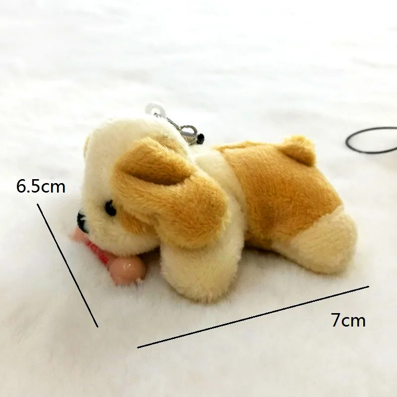 Cute mini 7cm Plush Toy Small Pendant Novelty Dog With Bone Creative Gift Keychain Trick Funny Toys | Игрушки и хобби