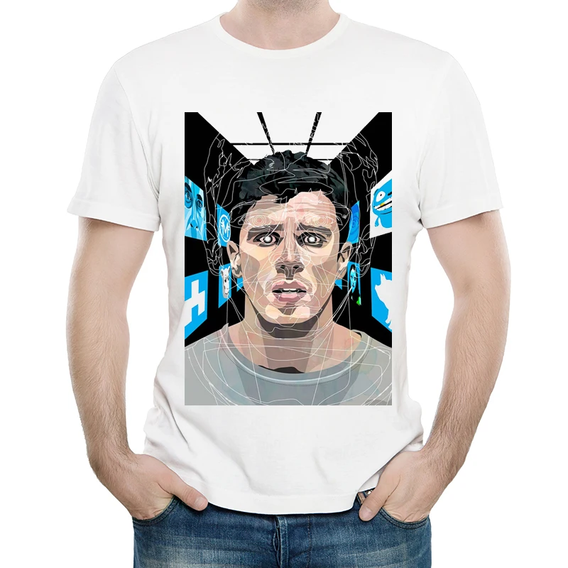 Черная зеркальная футболка мужская с коротким рукавом модная ТВ Драма печать