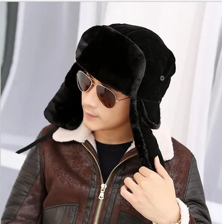 Высококачественная зимняя мужская шапка ушанка из российского меха теплая