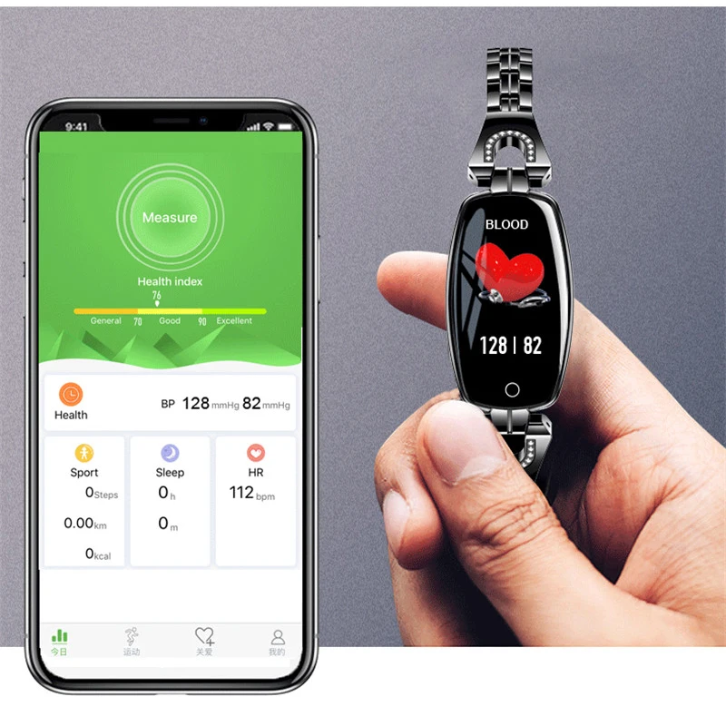 Lykry H8 Smart женские часы с браслетом монитор сердечного ритма умные определением