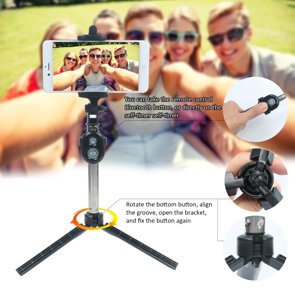 3 в 1 складной палка для селфи self Bluetooth + штатив затвора Пульт дистанционного