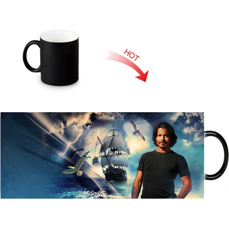 Волшебные кружки с фотографией на заказ кружка меняющей цвет Джонни Депп 350 мл/12