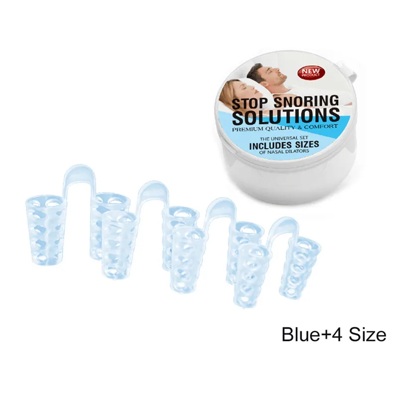 blue 4size 4/8 шт. снять храп зажим для носа клипса антихрап дыхательный аппарат гвардии аппарат для сна мини-храп устройство от храпа устройства - Цвет: blue 4size