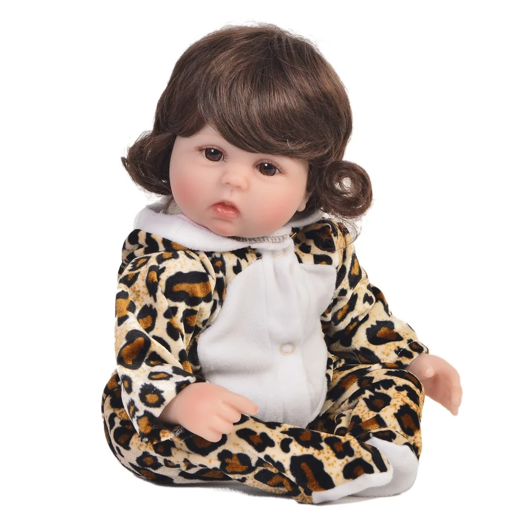 

Toy doll reborn 18"43cm silicone reborn baby dolls toys for children gift curly hair girl bebes reborn bonecas with plush gift