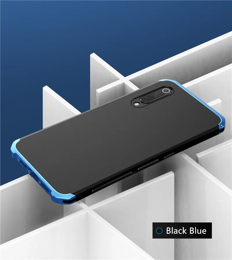 Роскошный металлический защитный жесткий чехол из поликарбоната для XiaoMi 9 9se RedMi Note 7 Алюминиевый противоударный защитный бампер для XiaoMi XioMi 8 8se чехол - Цвет: Black Blue