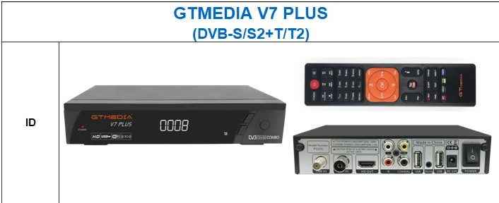 GTMEDIA V7 плюс 1080P Full DVB-S/S2+ T/T2 Поддержка H.265 4-разрядный светодиодный дисплей Поддержка PowerVu DRE и Biss key Поддержка USB Wi-Fi