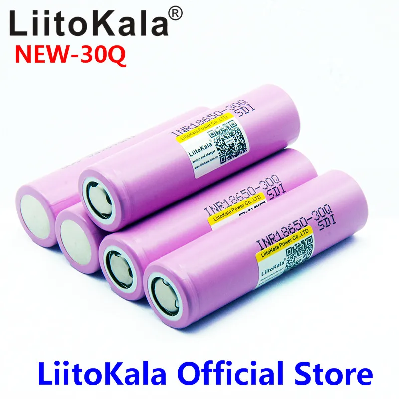 LiitoKala 100% оригинал 2 шт. 3 7 В INR 18650 30Q 3000 мАч перезаряжаемые батареи для высокий