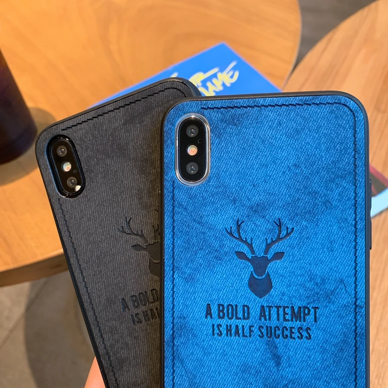 Ультратонкий тканевый чехол из мягкого ТПУ с 3D рисунком оленя для iPhone 6 6s SE 7 8 Plus X XS