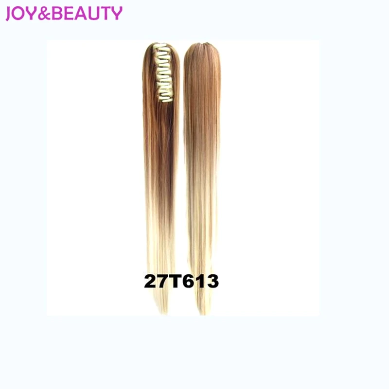 JOY&BEAUTY Hair Long Straight Hair Ponytail Synthetic Clip On Hair OmbreTwo Tone Ponytail 24inch High Temperature Fiber