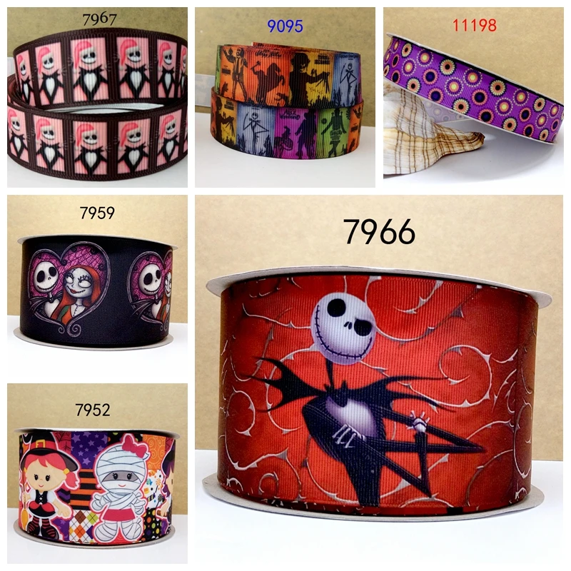 Бесплатная доставка 50 ярдов в Размер лента для Хэллоуина напечатанная 11198|printed