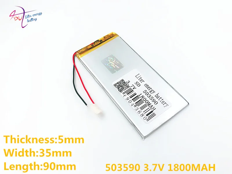 3,7 V 1800mAh 503590 053590 литий-полимерный Li-Po Li ion Перезаряжаемые Батарея клетки для Mp3 MP4 MP5 gps Мобильный bluetooth