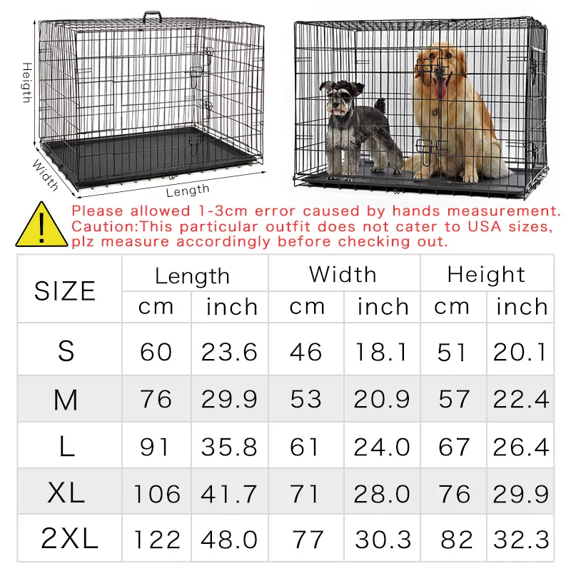 

Pet Kennel Cat Dog Folding Steel Crate Animal Playpen Wire Metal Cage Dog Cage Pet Puppy Crate House Cage with Tray