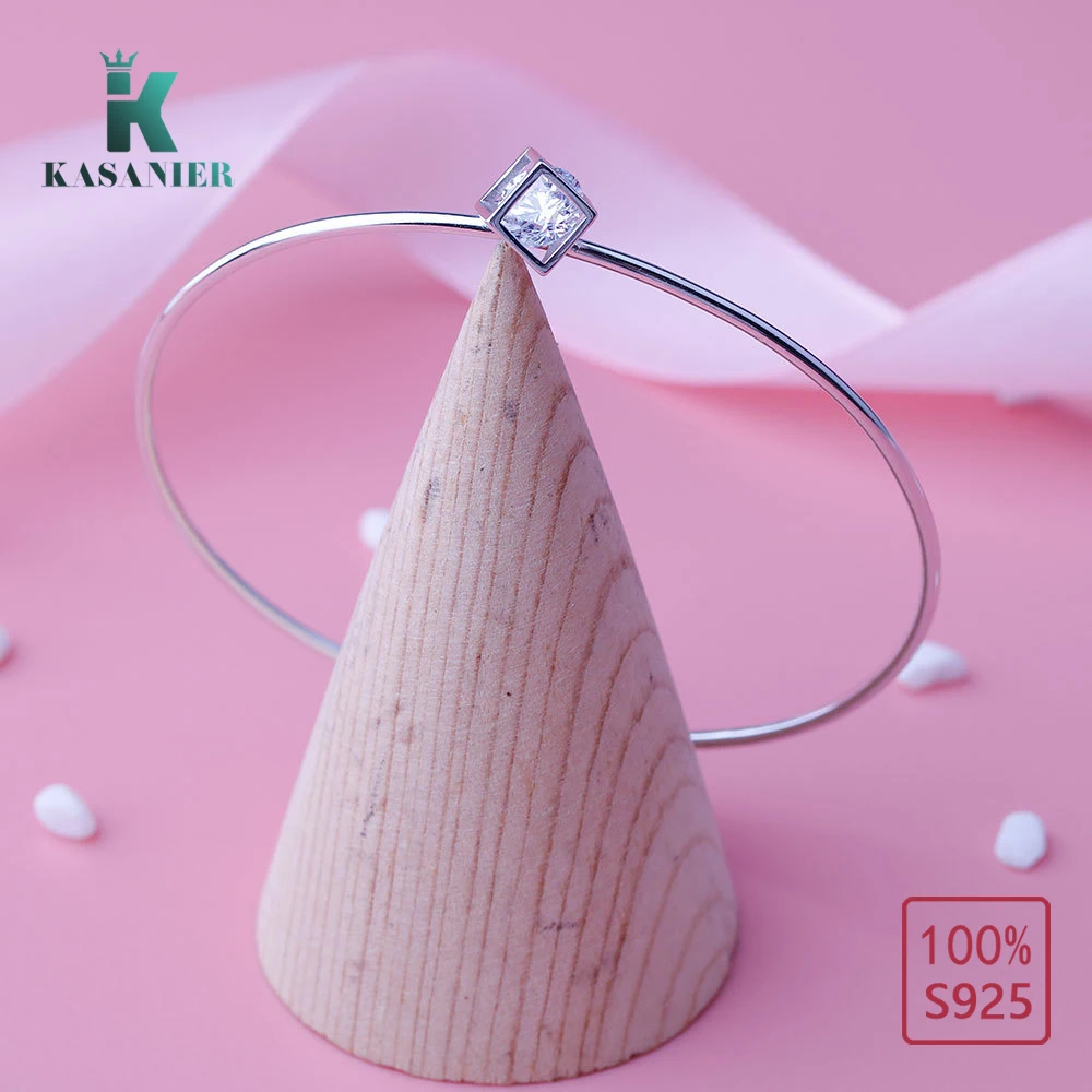 100% Серебро 925 пробы мелкие браслеты для женщин AAA Большой Циркон модные ювелирные