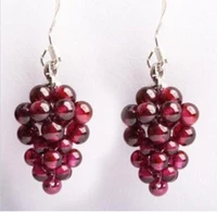 natural crystal garnet grape earrings female 925 silver ear hook fashion jewelry drop earring