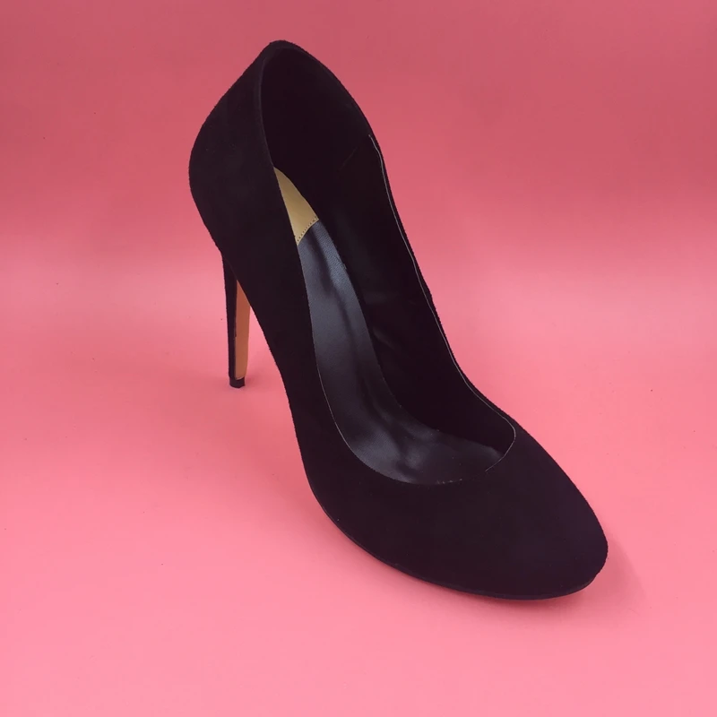 Круглый Носок Черные Туфли Женщины Zapatos Де Mujer Размер 12 Женские Каблуки Плюс