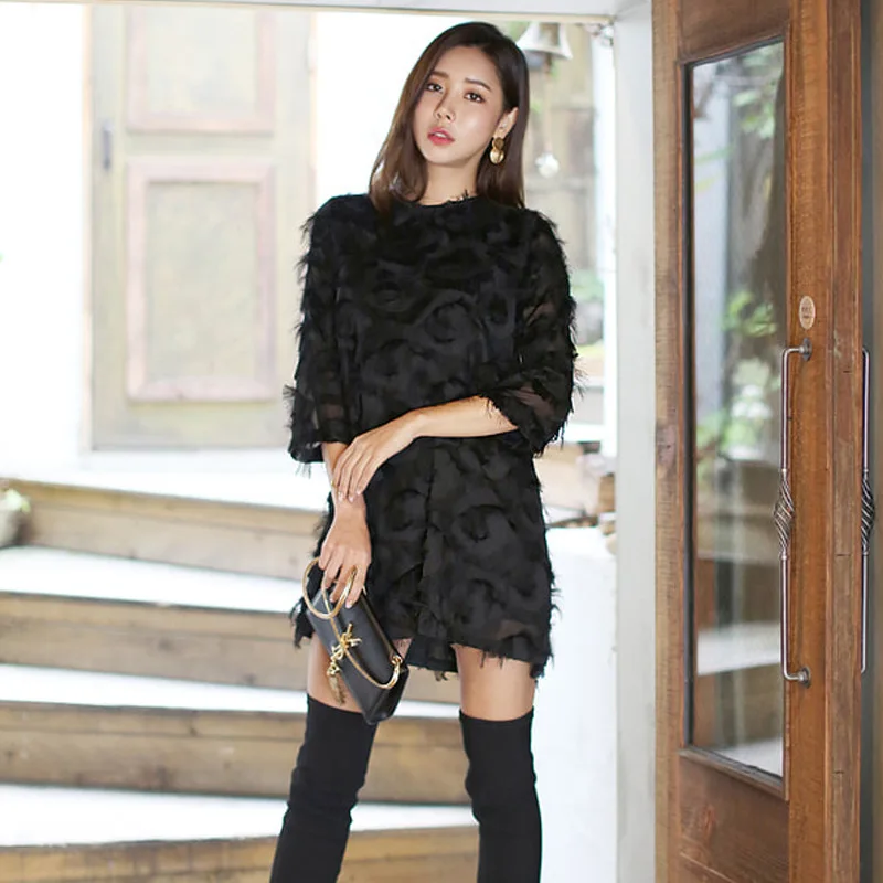 2020 New Spring Women Dress Black 3/4 Sleeve O-Neck Slim Sexy Party Fashion Bandage Bodycon Mini A-Line Dresses Vestidos | Женская