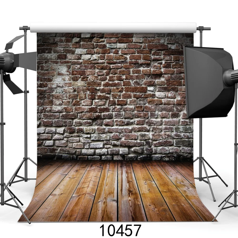 

Brown Gray Brick Wall Wooden Floor Photo Backdrops Baby Newborn Portrait Vinyl Photographic Backgrounds Photo Studio Photophnoe