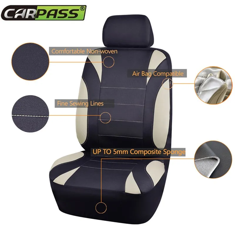 Car pass бренд универсальный чехол для автомобильных сидений 2 чехла переднего