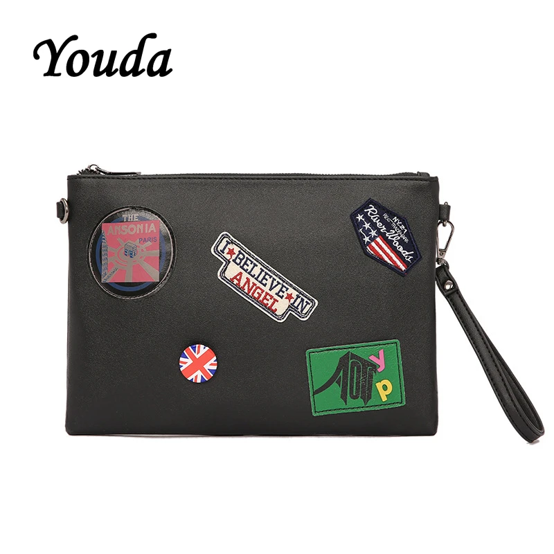 Youda оригинальный дизайн мужской клатч ультра-тонкий сплошной цвет PU материал