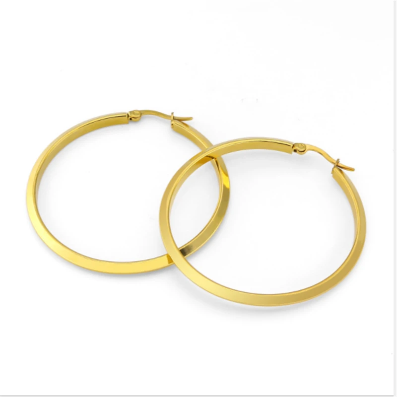 

Luxury Stainless steel gold silver color big stud earrings for women men hyperbole ear clip fashion jewelry accessories 2020