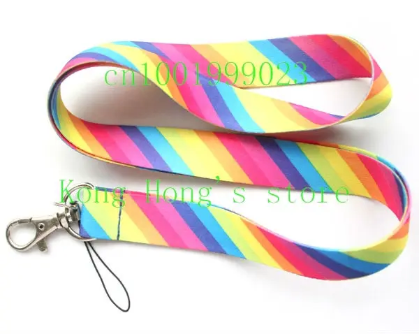 

10pcs Very beautiful rainbow neck Lanyard for ID Key chain Cell Phone Neck Strap Lanyards