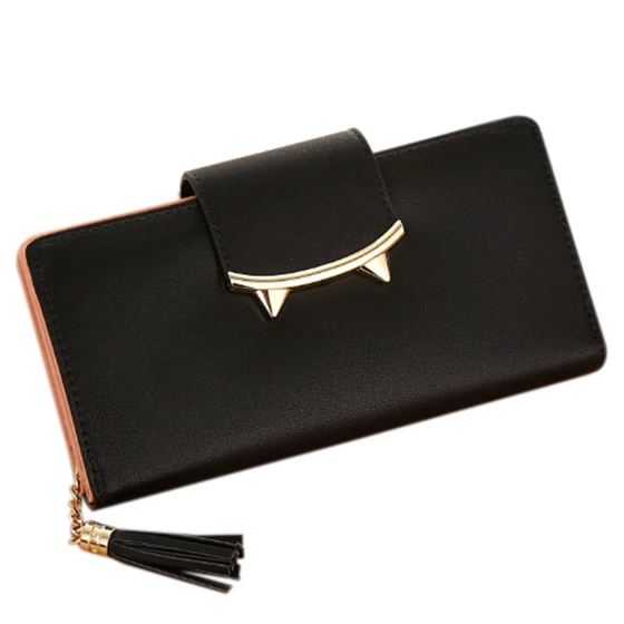 Женский однотонный кошелек с кисточками Длинный отделением для карт | Багаж и