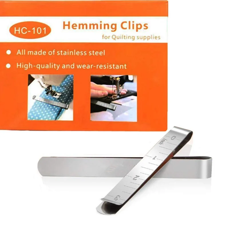 

Quilting Supplies Set of 20 Stainless Steel Hemming Clips 3 Inches Measurement Ruler Sewing Clips for Wonder Clips Pinning