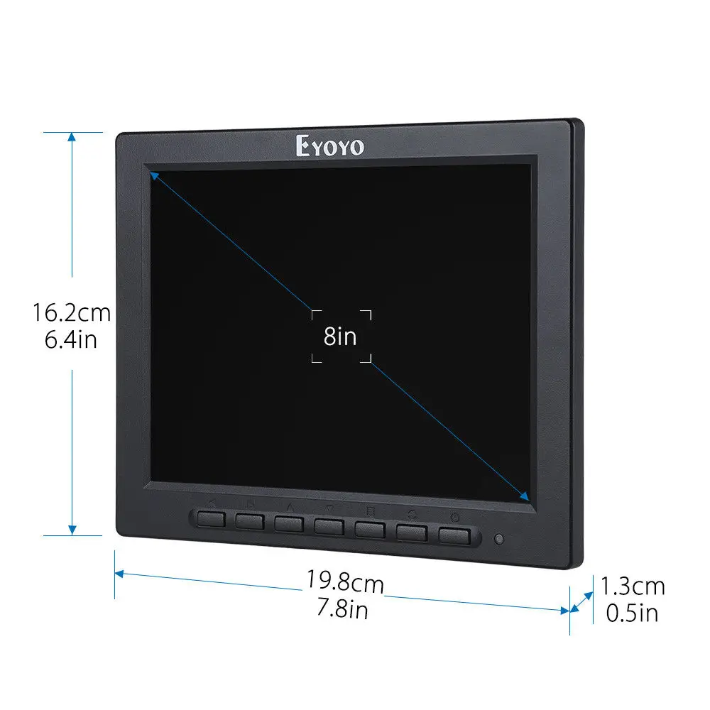 EYOYO 8 &quotдюймовый TFT светодиодный Аудио Видео VGA HDMl BNC HD монитор 4:3 экран для DVR PC
