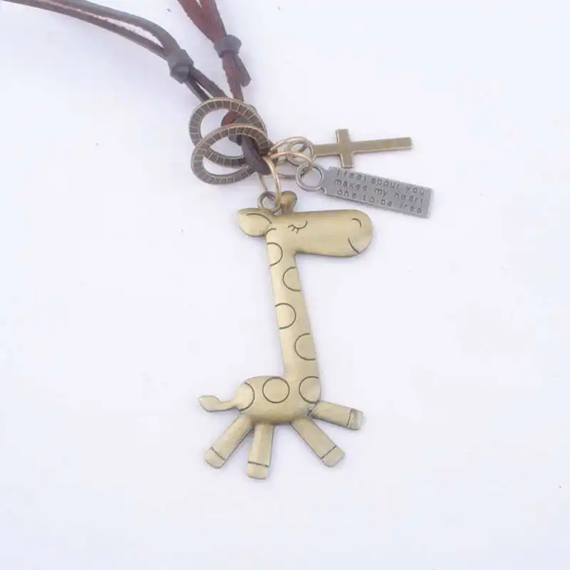 Винтажное ожерелье в античном стиле с изображением собаки и жирафа длинное