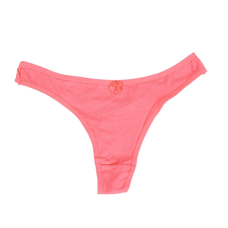 Женские однотонные трусики-стринги из спандекса с бантом | Женская одежда