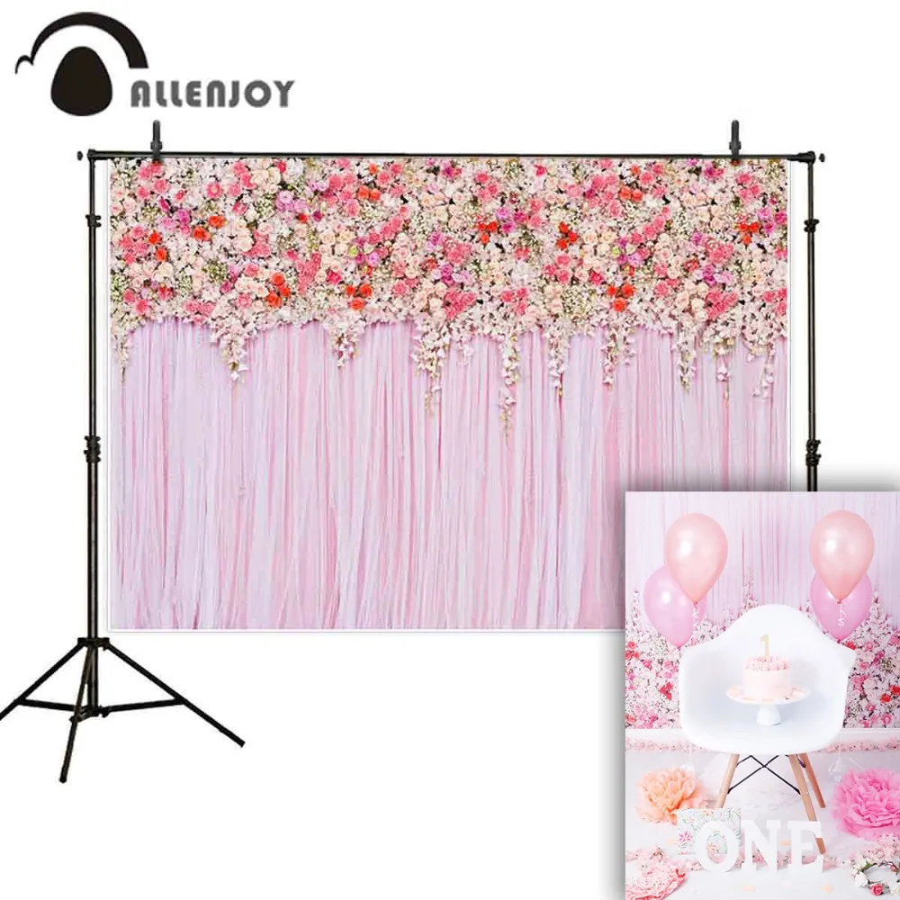 Allenjoy фон для фотосессий розовый занавес Цветочная стена романтичный свадеб Фото