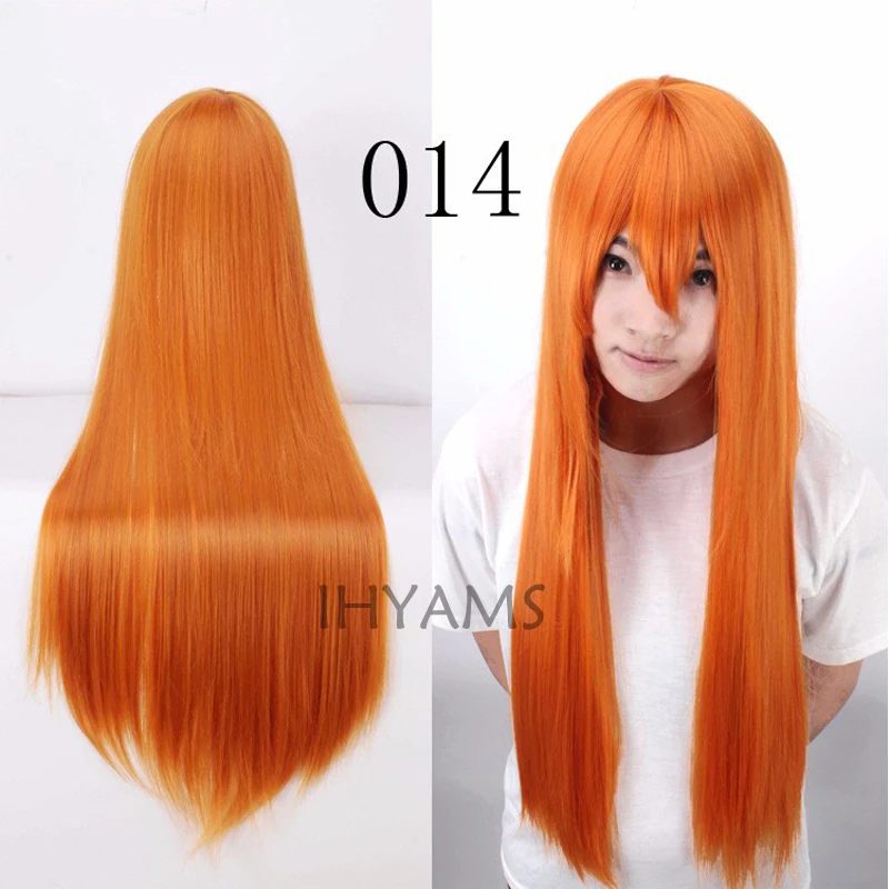 80cm Long Straight EVA-Asuka Orange Cosplay Costume Wig + Wig Cap