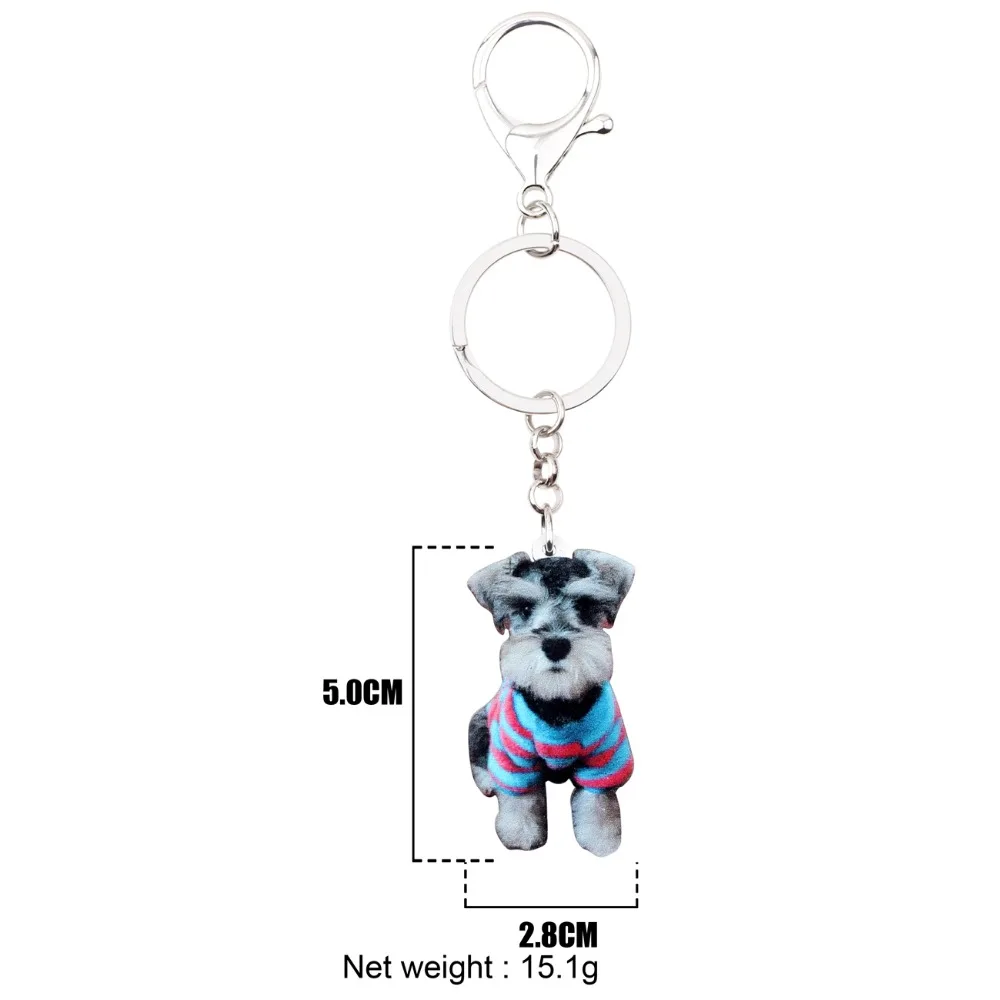 Bonsny акриловые брелки для ключей с собакой шнауцера кольца мультяшными животными