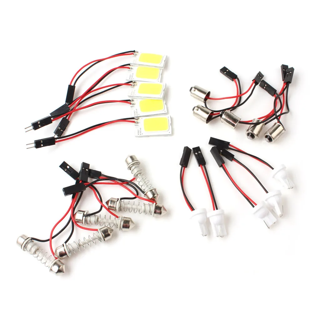5Piece Easy Installation Bright White COB 18-LED Chips 12V Plate T10 Festoon Dome Car Interior Light Bulb | Автомобили и
