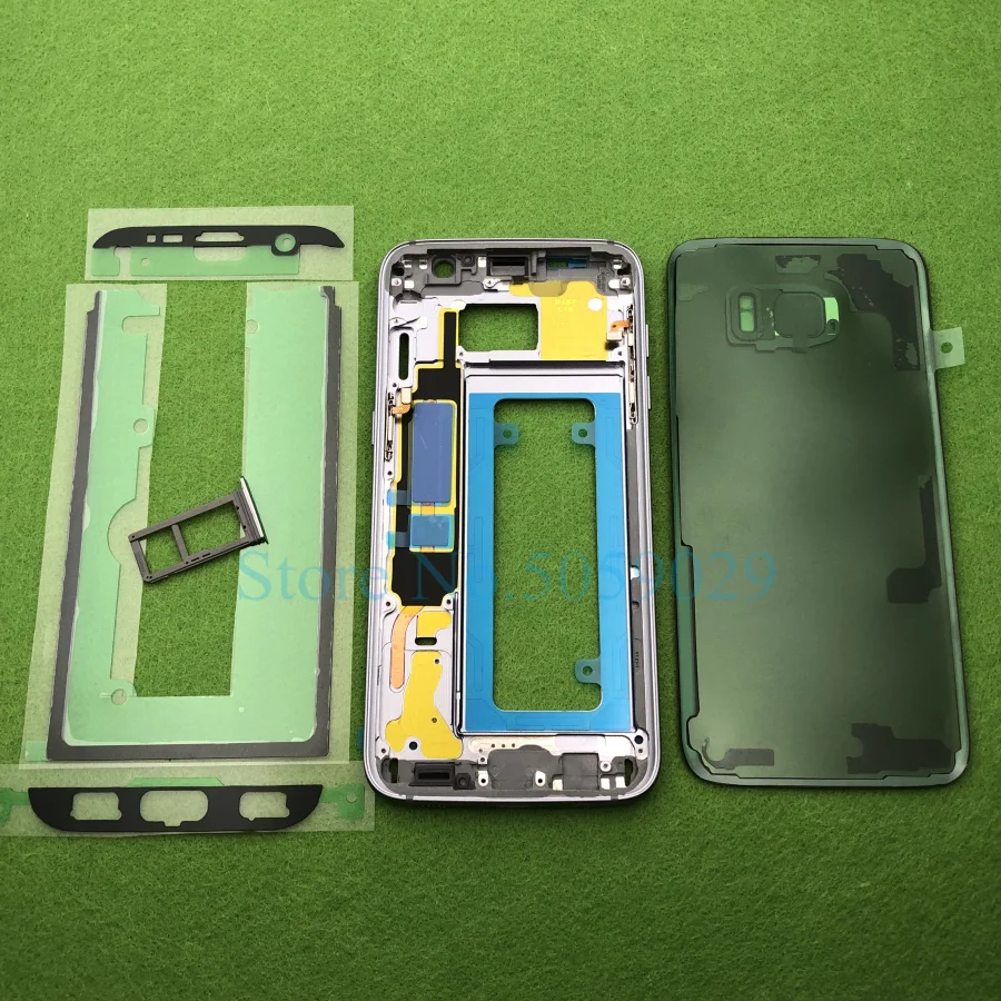 Для samsung Galaxy S7 Edge G935 G935F средняя передняя рамка полный корпус задний корпус под светодиод рамка Задняя стеклянная крышка двери