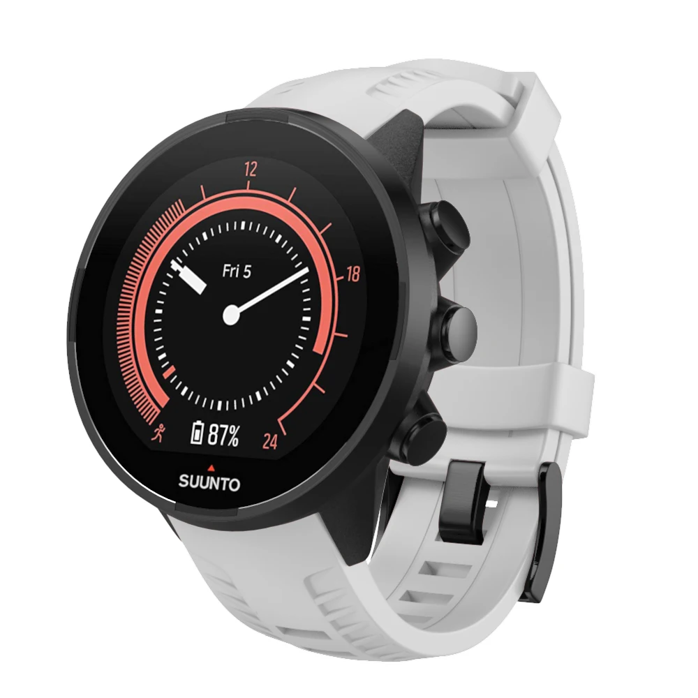 Для Suunto 9/Suunto 9 Brao открытый силиконовый ремешок для часов Ремешок с черной пряжкой быстросъемная резиновая Замена для Suunto 9/9 Brao