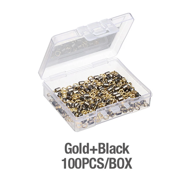 100PCS Gold Black DONQL 50/100 шт. рыболовные подшипник вращающиеся твердые кольца#6-14# баррель прокатки для рыболовный крючок приманки ссылка рыболовные принадлежности - Цвет: 100PCS Gold Black