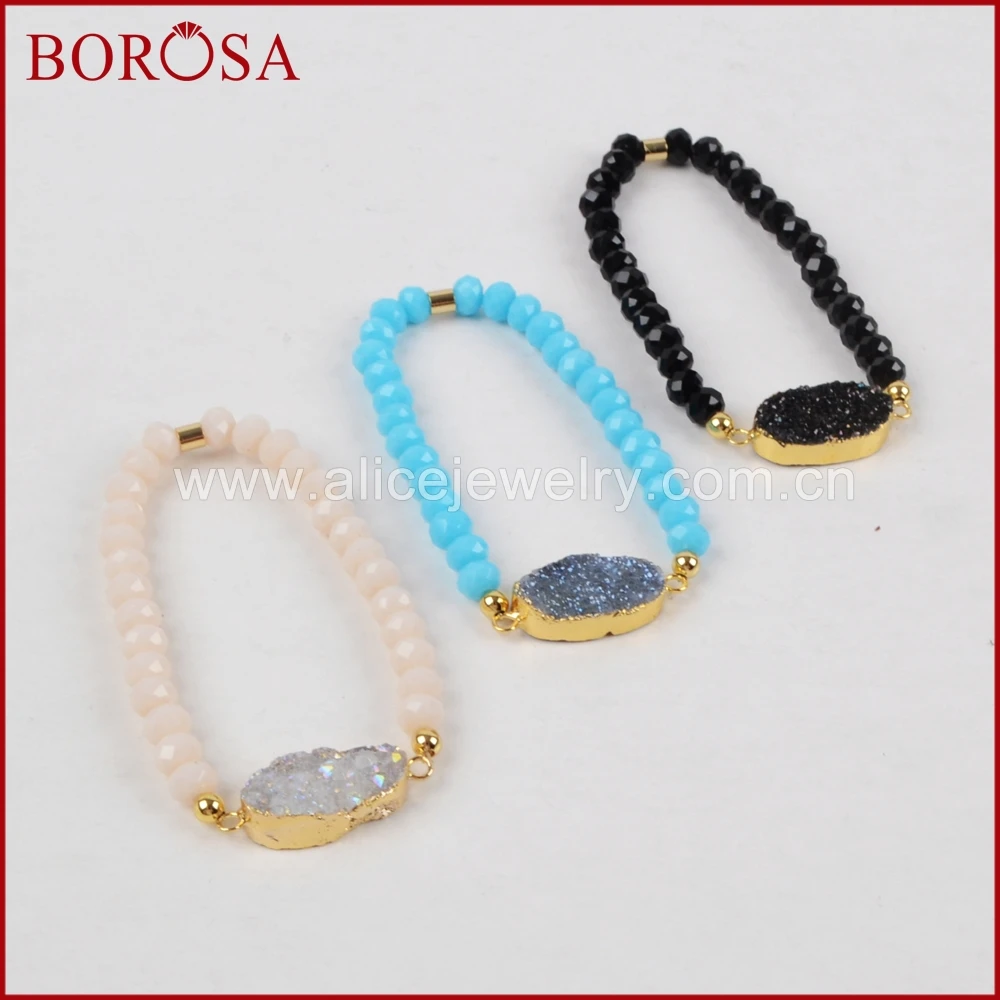 Овальный браслет BOROSA для женщин и девушек 1 шт. из натурального агата с радужными