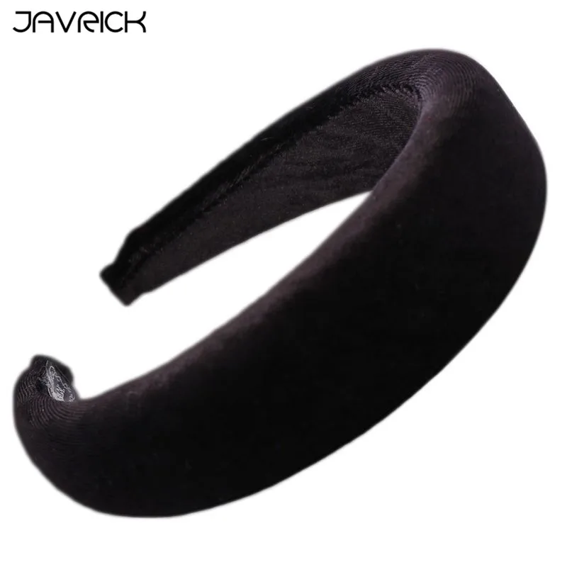 Black JAVRICK женская мягкая широкая губчатая повязка на голову блестящая бархатная Сладкая конфетная расцветка обруч для волос винтажные вечерние утолщенные Эластичные Головные уборы - Цвет: Black