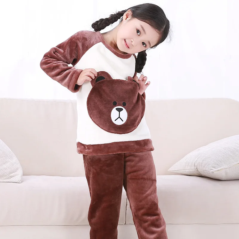 Детская флисовая Пижама для мальчиков на осень и зиму теплая фланелевая одежда
