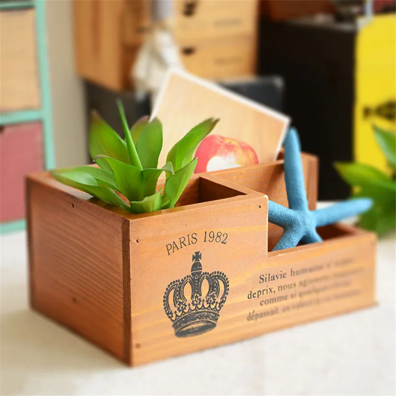Домашний декор для рабочего стола деревянные канцтоваров коробка хранения