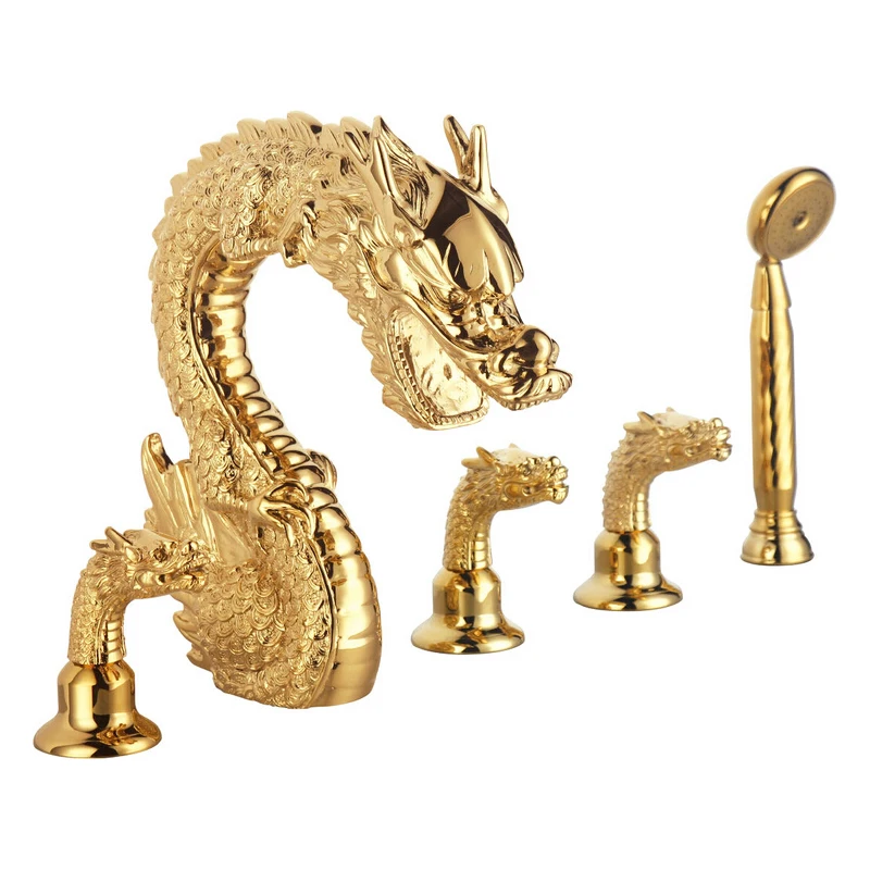 

Роскошный латунный кран для ванны Dragon, хромированная отделка, крепление на поверхность, художественный кран, бесплатная доставка X9618T2