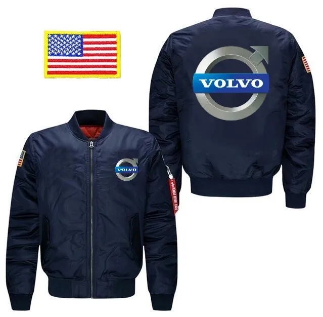 Volvo Мужская бомбер летная куртка зимняя утепленная Теплая мужская на молнии