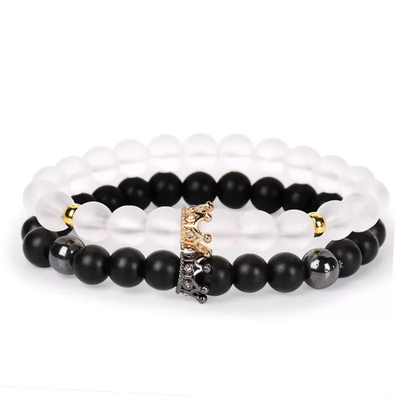 Браслеты для мужчин и женщин украшение из матового камня с блестками удержанием